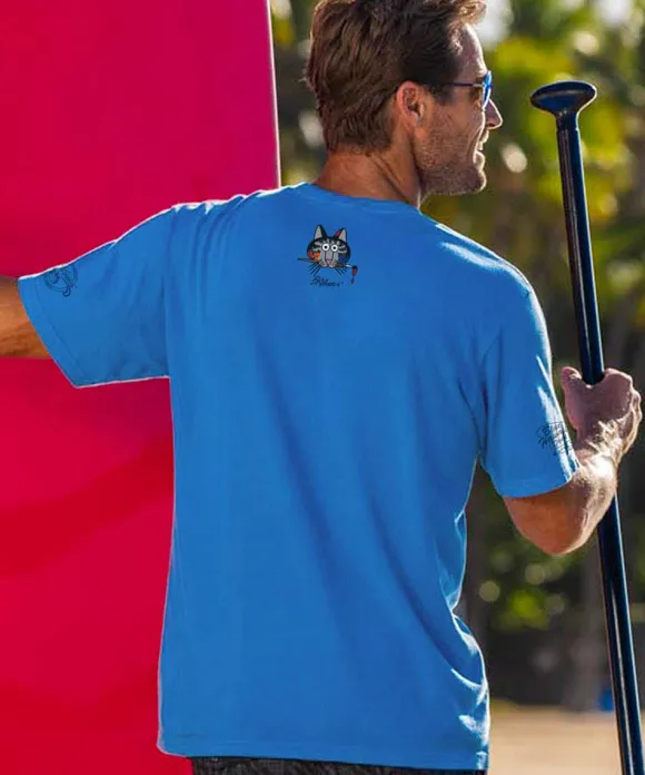 T-Shirts>Crazy Shirts B. Kliban Artist Cat - Blue Hawaii Dyed Short Sleeve Crewneck T-Shirt
