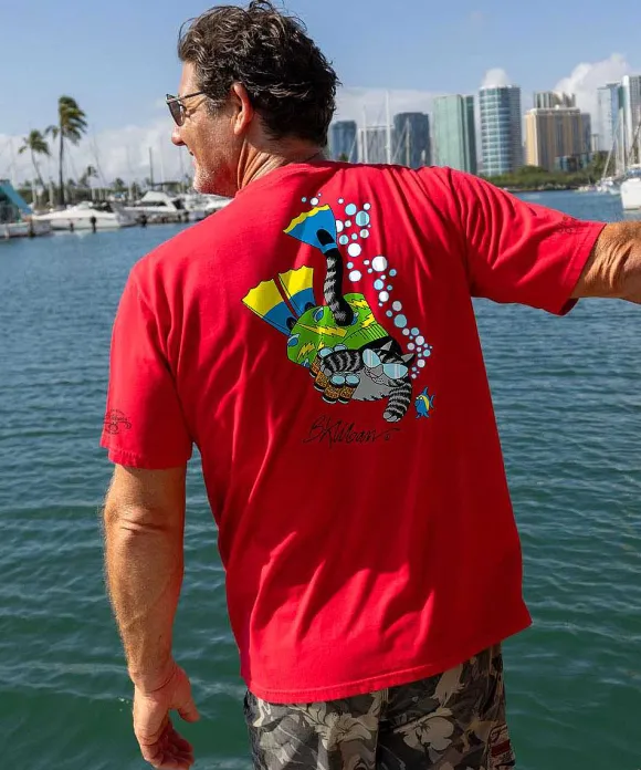 T-Shirts>Crazy Shirts B. Kliban Boogie Sail - Cherry Dyed Short Sleeve Crewneck T-Shirt