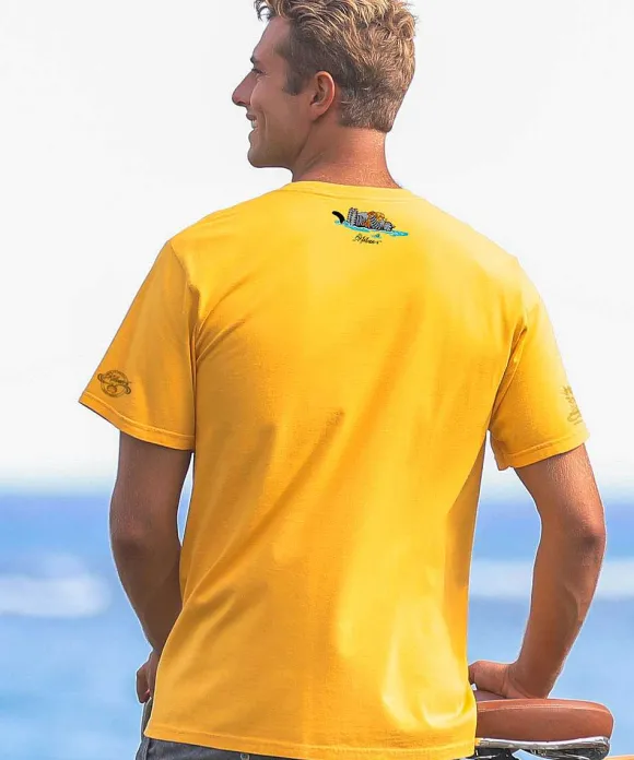 T-Shirts>Crazy Shirts B. Kliban Floating Cat - Pineapple Dyed Short Sleeve Crewneck T-Shirt
