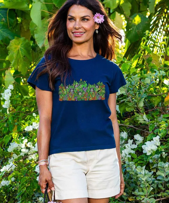 T-Shirts>Crazy Shirts B. Kliban Jungle Cats - Navy Short Sleeve Scoop Neck T-Shirt