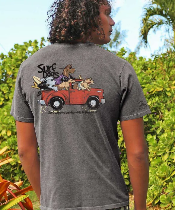 T-Shirts>Crazy Shirts Bad Surf Dogs - Crater Dyed® Short Sleeve Crewneck T-Shirt