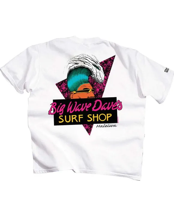 T-Shirts>Crazy Shirts Big Wave Dave - White Short Sleeve Crewneck T-Shirt