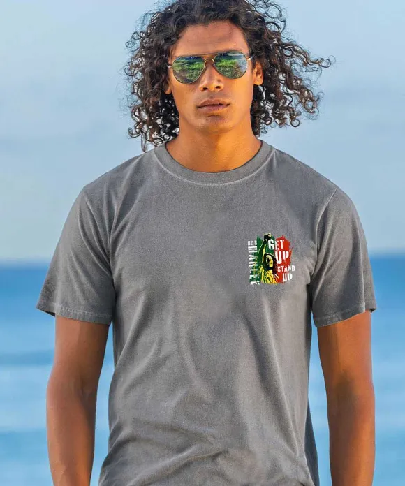 T-Shirts>Crazy Shirts Bob Marley Get Up Stand Up - Crater Dyed® Short Sleeve Crewneck T-Shirt