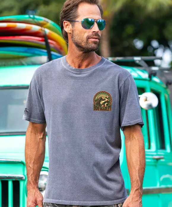 T-Shirts>Crazy Shirts Bob Marley Jah Rastafari - Crater Dyed® Short Sleeve Crewneck T-Shirt