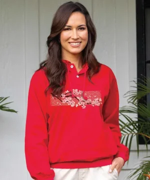 Jackets & Pullovers>Crazy Shirts Cherry Blossom Branch - Cherry Dyed Long Sleeve Lightweight Pullover