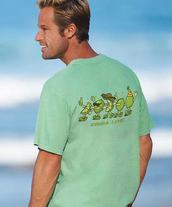 T-Shirts>Crazy Shirts Conga Lime - Key Lime Dyed Short Sleeve Crewneck T-Shirt