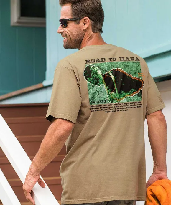 T-Shirts>Crazy Shirts Crazy Road To Hana - Kona Coffee Dyed Short Sleeve Crewneck T-Shirt