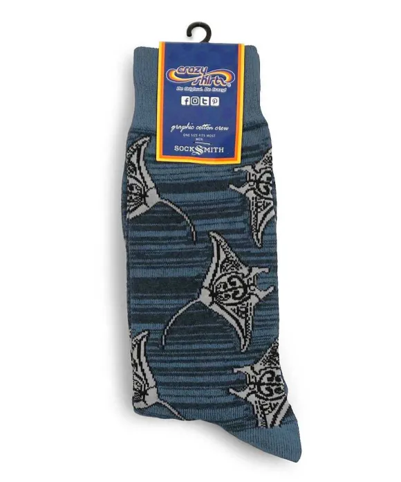 Socks>Crazy Shirts Cruzing Manta Mano - Graphic Cotton Crew Socks