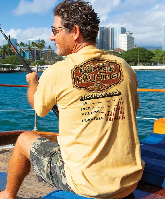 T-Shirts>Crazy Shirts Dads Bbq Timer - Beer Dyed Short Sleeve Crewneck T-Shirt