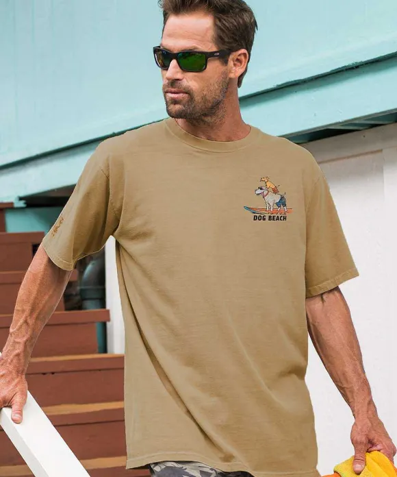 T-Shirts>Crazy Shirts Dog Beach - Kona Coffee Dyed Short Sleeve Crewneck T-Shirt