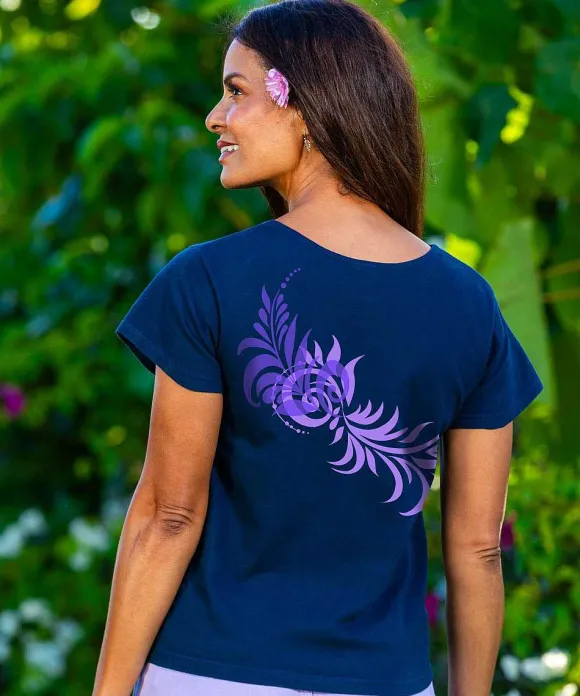 T-Shirts>Crazy Shirts Forest Wrap - Navy Short Sleeve Scoop Neck T-Shirt