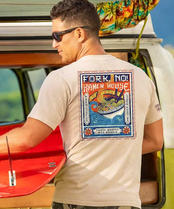 T-Shirts>Crazy Shirts Fork No - Kona Coffee Dyed Short Sleeve Crewneck T-Shirt