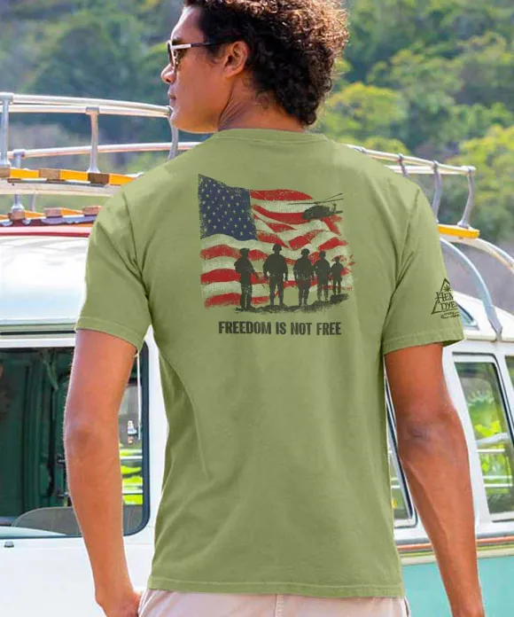 T-Shirts>Crazy Shirts Freedom Is Not Free - Hemp Dyed Short Sleeve Crewneck T-Shirt