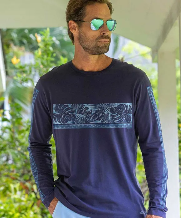 T-Shirts>Crazy Shirts Holo Holo Band - Indigo Long Sleeve Pima T-Shirt