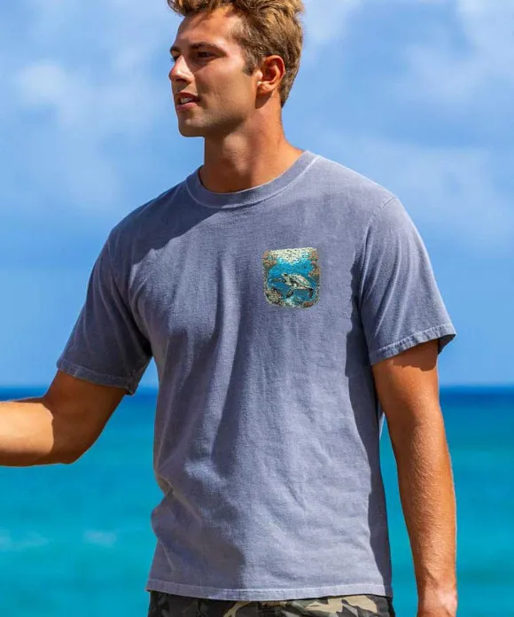 T-Shirts>Crazy Shirts Honu Kai Scenic - Crater Dyed® Short Sleeve Crewneck T-Shirt
