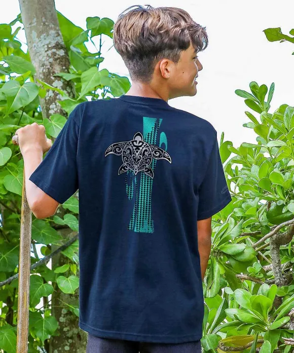T-Shirts>Crazy Shirts Honu Tribe - Navy Short Sleeve Crewneck T-Shirt