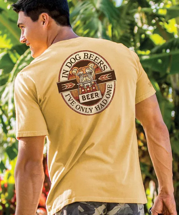 T-Shirts>Crazy Shirts In Dog Beers - Beer Dyed Short Sleeve Crewneck T-Shirt