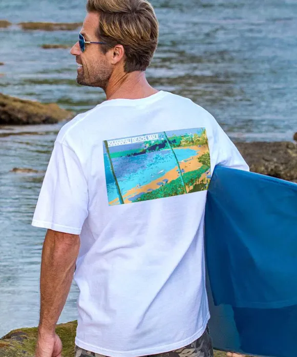 T-Shirts>Crazy Shirts Kaanapali Beach - White Short Sleeve Crewneck T-Shirt