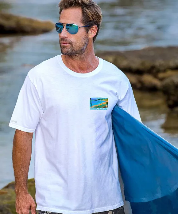 T-Shirts>Crazy Shirts Kaanapali Beach - White Short Sleeve Crewneck T-Shirt