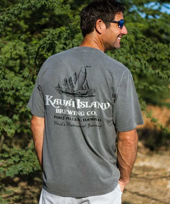T-Shirts>Crazy Shirts Kauai Island Brewing Co Logo - Crater Dyed® Short Sleeve Crewneck T-Shirt