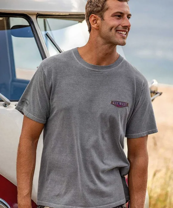 T-Shirts>Crazy Shirts Key West Sunset - Crater Dyed® Short Sleeve Crewneck T-Shirt