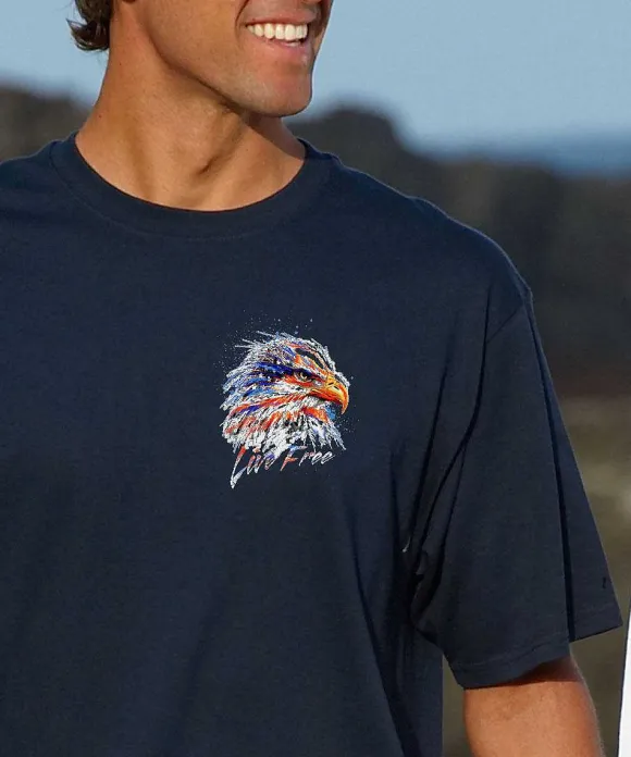 T-Shirts>Crazy Shirts Live Free - Navy Short Sleeve Crewneck T-Shirt