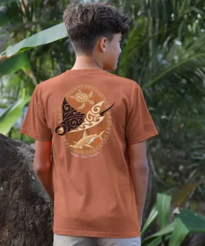 T-Shirts>Crazy Shirts Manta Reef Glide - Cinnamon Dyed Short Sleeve Crewneck T-Shirt