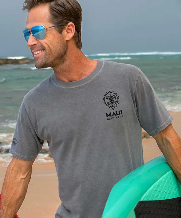 T-Shirts>Crazy Shirts Maui Brewing Co Wild Hog Stout - Crater Dyed® Short Sleeve Crewneck T-Shirt