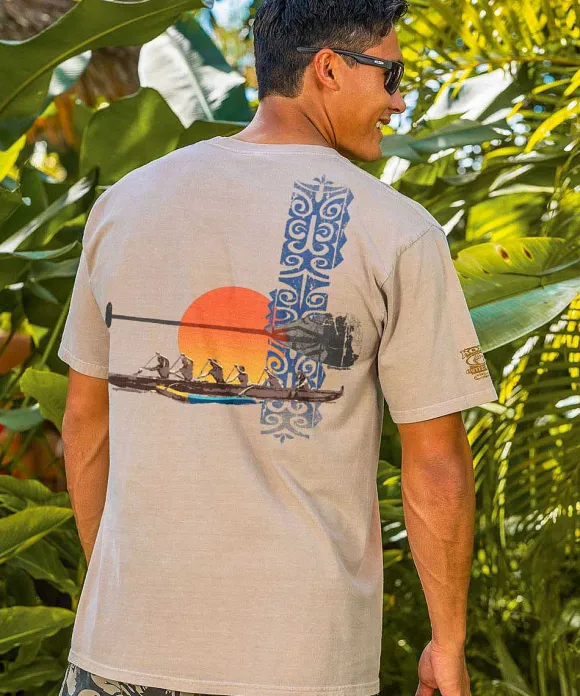 T-Shirts>Crazy Shirts Paddle Out - Kona Coffee Dyed Short Sleeve Crewneck T-Shirt
