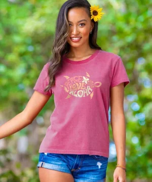 T-Shirts>Crazy Shirts Pl Aloha Honu - Paradise Red Dyed Short Sleeve Crewneck T-Shirt