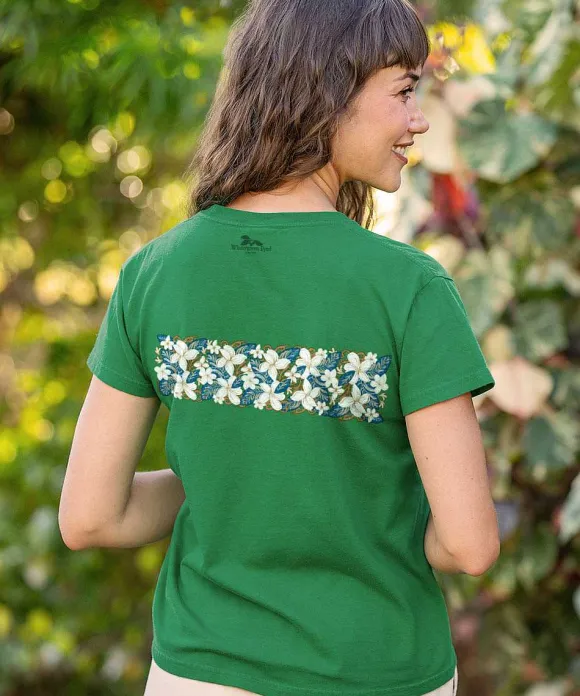 T-Shirts>Crazy Shirts Plumeria Whisper Band - Wintergreen Dyed Short Sleeve Crewneck T-Shirt