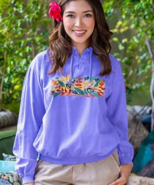 Jackets & Pullovers>Crazy Shirts Pretty Bird - Lavender Dyed Long Sleeve Lightweight Pullover