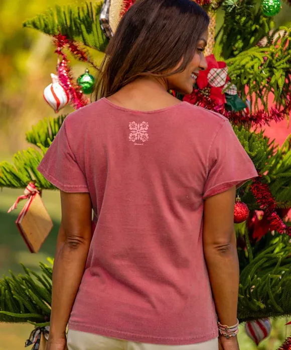 T-Shirts>Crazy Shirts Quilt Dreams - Paradise Red Dyed Short Sleeve Scoop Neck T-Shirt