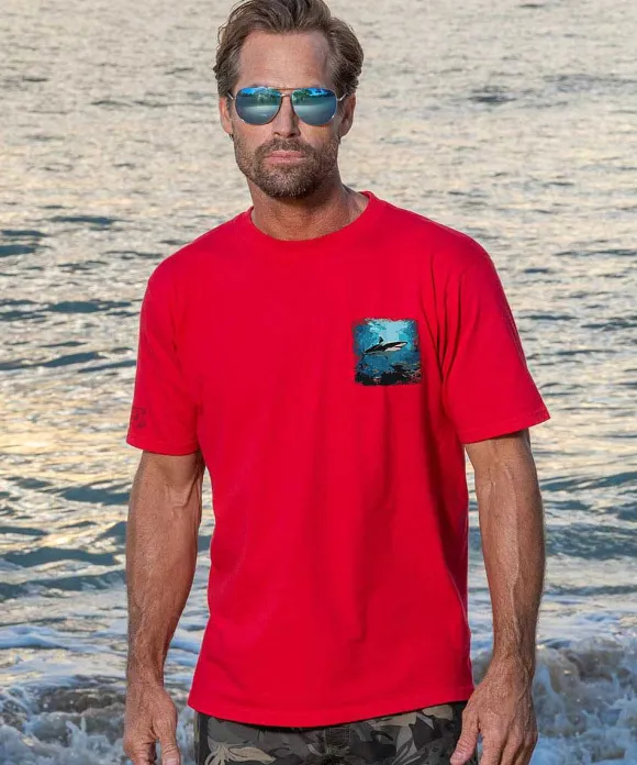 T-Shirts>Crazy Shirts Reef Shark - Cherry Dyed Short Sleeve Crewneck T-Shirt
