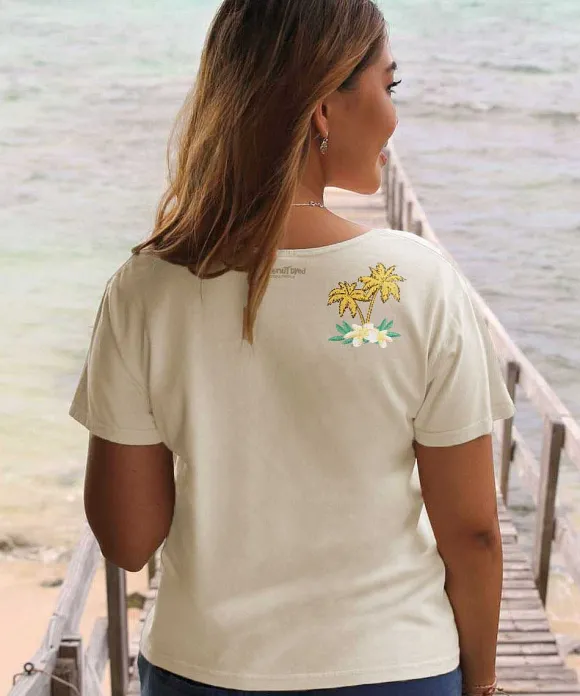 T-Shirts>Crazy Shirts Retro Island Band - Coconut Dyed Short Sleeve Scoop Neck T-Shirt
