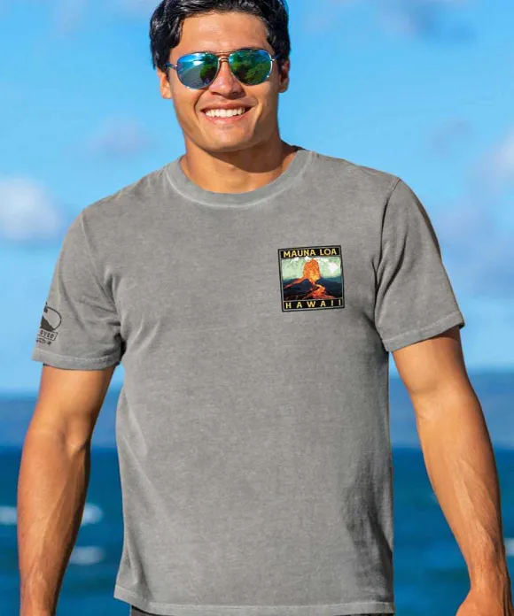T-Shirts>Crazy Shirts Retro Mauna Loa - Crater Dyed® Short Sleeve Crewneck T-Shirt