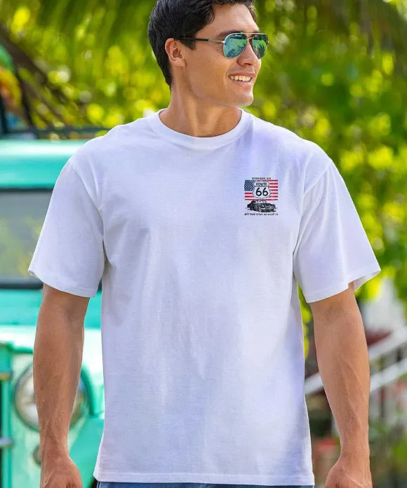 T-Shirts>Crazy Shirts Route 66 - White Short Sleeve Crewneck T-Shirt