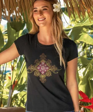 T-Shirts>Crazy Shirts Royal Quilt - Jet Black Short Sleeve Pima T-Shirt