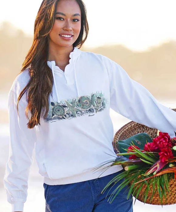 Jackets & Pullovers>Crazy Shirts Sea Band - White Long Sleeve Lightweight Pullover