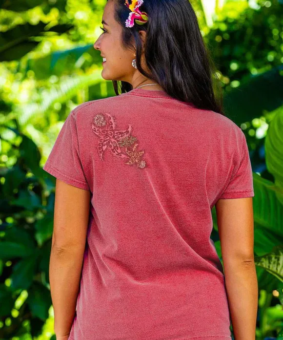 T-Shirts>Crazy Shirts Sea Dream - Paradise Red Dyed Short Sleeve Crewneck T-Shirt