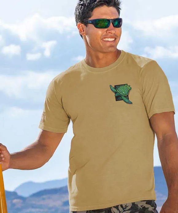 T-Shirts>Crazy Shirts Sea Turtle Mosaic - Kona Coffee Dyed Short Sleeve Crewneck T-Shirt