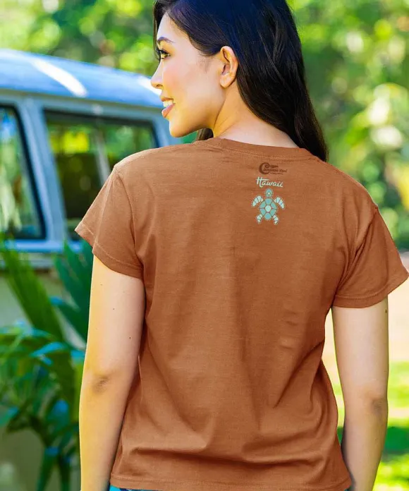 T-Shirts>Crazy Shirts Sea Turtle Quilt - Cinnamon Dyed Short Sleeve Crewneck T-Shirt