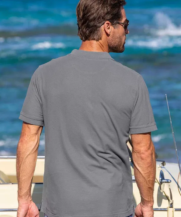 Polos>Crazy Shirts Shark Patrol - Crater Dyed® Short Sleeve Oceanfront Polo Shirt