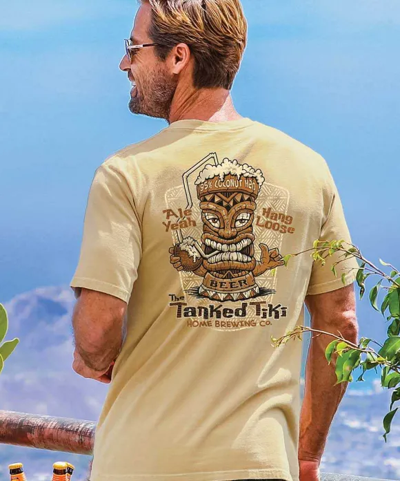 T-Shirts>Crazy Shirts The Tanked Tiki - Pale Ale Dyed Short Sleeve Crewneck T-Shirt