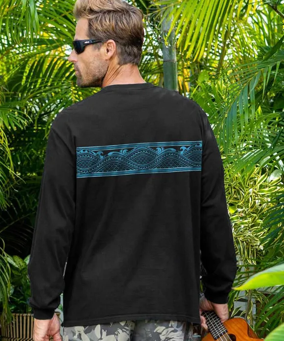 T-Shirts>Crazy Shirts Tribal Islands Band - Black Long Sleeve Crewneck T-Shirt
