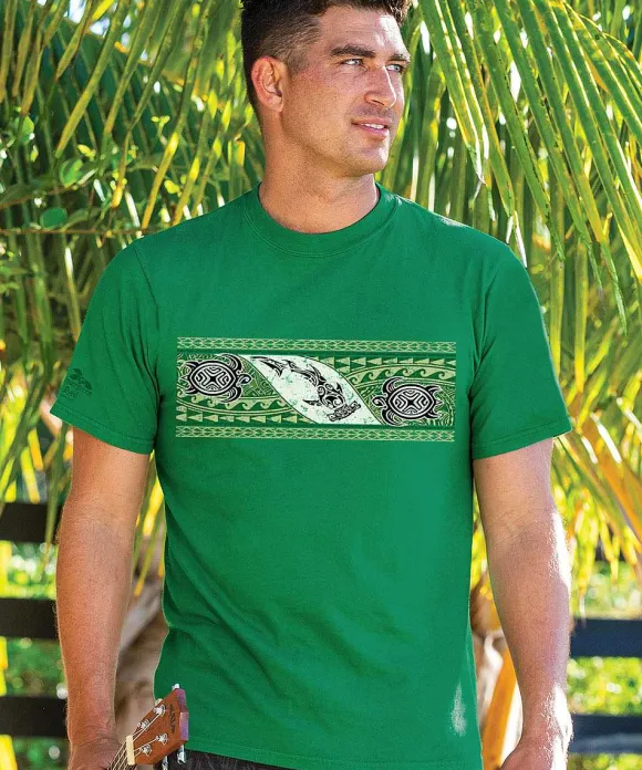 T-Shirts>Crazy Shirts Tribal Mano Honu Band - Wintergreen Dyed Short Sleeve Crewneck T-Shirt