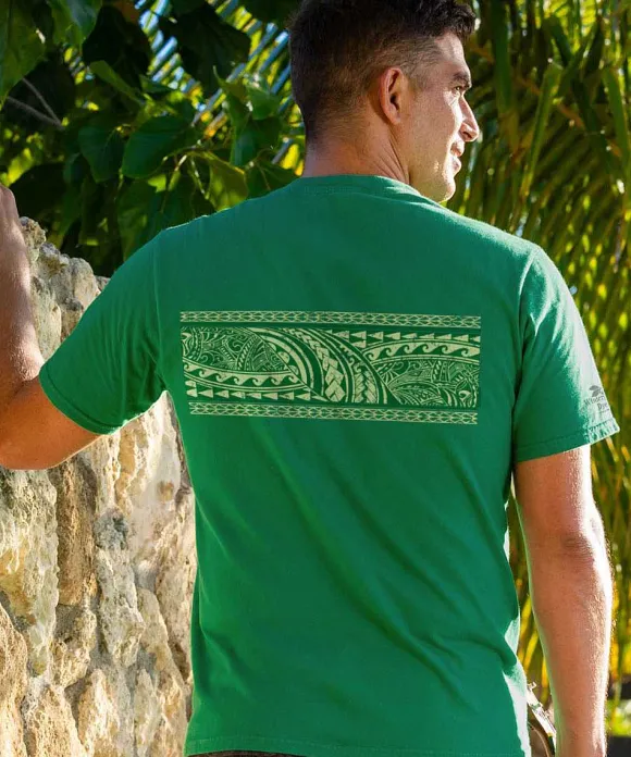 T-Shirts>Crazy Shirts Tribal Mano Honu Band - Wintergreen Dyed Short Sleeve Crewneck T-Shirt