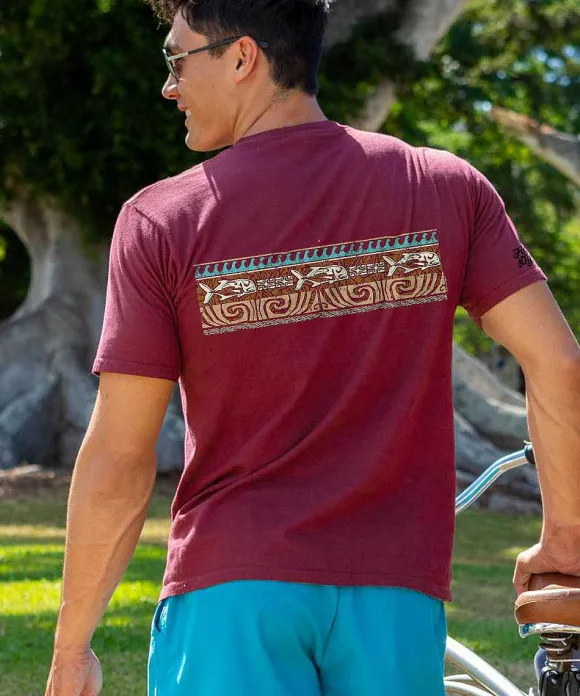 T-Shirts>Crazy Shirts Tribal Ulua Band - Fig Dyed Short Sleeve Crewneck T-Shirt
