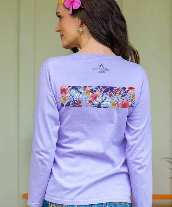 T-Shirts>Crazy Shirts Tropical Purple Band - Lavender Dyed Long Sleeve Crewneck T-Shirt