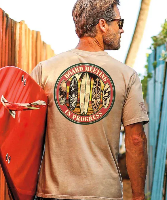 T-Shirts>Crazy Shirts Vintage Board Meeting - Kona Coffee Dyed Short Sleeve Crewneck T-Shirt
